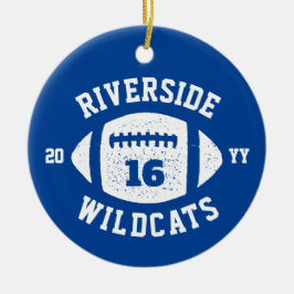 Adorno De Cerámica Football player photo blue personalized holiday