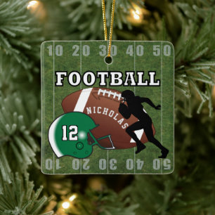 Adorno De Cerámica Football Player Touchdown - Green