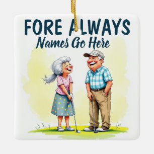 Adorno De Cerámica Fore Always Golf Couple