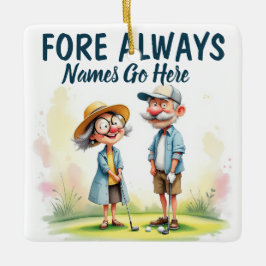 Adorno De Cerámica Fore Always Golf Couple