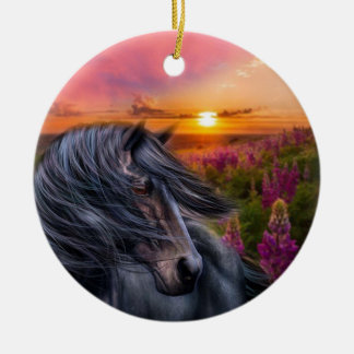 Adorno De Cerámica Forever Black Horse Stallion