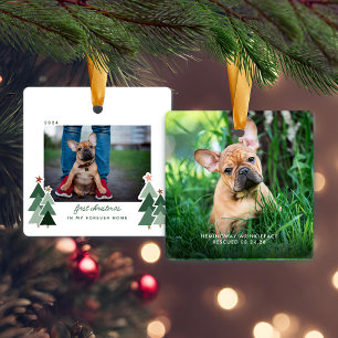 Adorno De Cerámica Forever Home First Christmas Mascota Rescue Photo