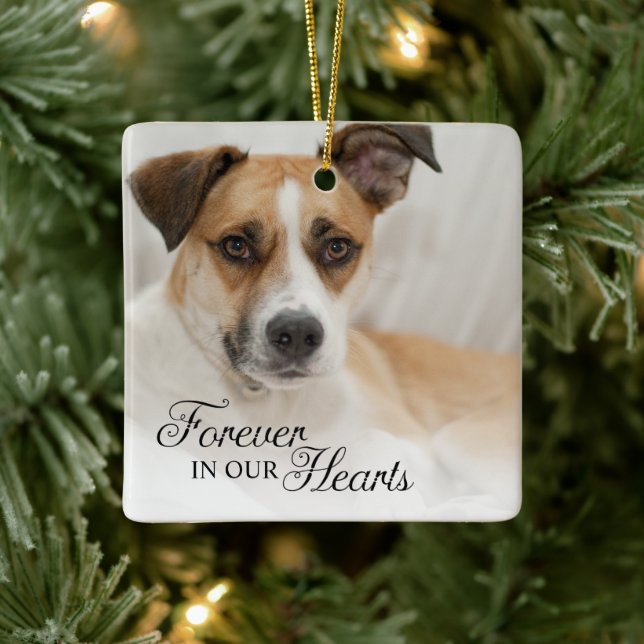 Adorno De Cerámica Forever In Our Hearts Dog Photo (Árbol)