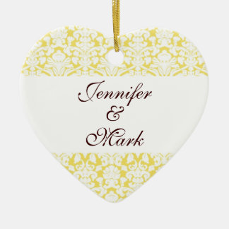 Adorno De Cerámica Forever love personalizado adamascado amarillo for
