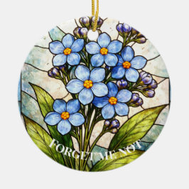 Adorno De Cerámica Forget Me Not Floral Stained Glass Custom Grief 
