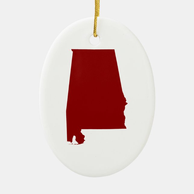 Adorno De Cerámica Forma de Alabama rojo oscuro (Frente)