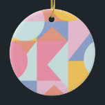 Adorno De Cerámica Formas geométricas coloridas y cortas<br><div class="desc">Este divertido y fresco collage de diseño gráfico presenta formas geométricas simples en una bonita paleta de colores de pasteles y derechos suaves.</div>