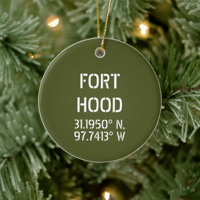 Adorno De Cerámica Fort Hood Latitude Longitud Personalizada (Árbol)