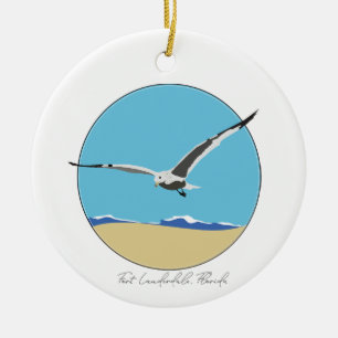 Adorno De Cerámica Fort Lauderdale Florida Sea Gull over Beach