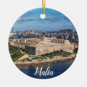 Adorno De Cerámica Fort Manoel y Sliema desde La Valeta, Malta