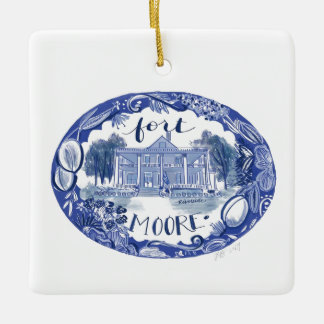 Adorno De Cerámica Fort Moore Riverside Chinoiserie Navidades Ornamen