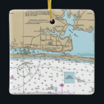 Adorno De Cerámica Fort Walton Beach Chart<br><div class="desc">Ornamento navideño Fort Walton Beach hecho con carta náutica.</div>