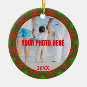 Adorno De Cerámica Foto abstracta de Navidades rojos y verdes persona