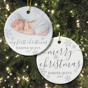 Adorno De Cerámica Foto Adorable Bebé Mi Primer Navidad
