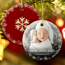 Adorno De Cerámica Foto Agradecida festividad con copo de nieve