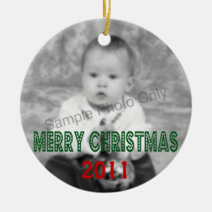 Adorno De Cerámica Foto anticuada de las Felices Navidad