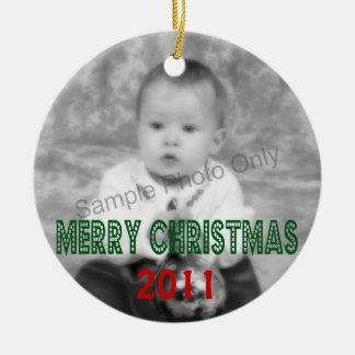 Adorno De Cerámica Foto anticuada de las Felices Navidad