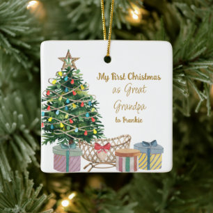 Adorno De Cerámica Foto Bisabuelo Primer Árbol de Navidad y Cuna