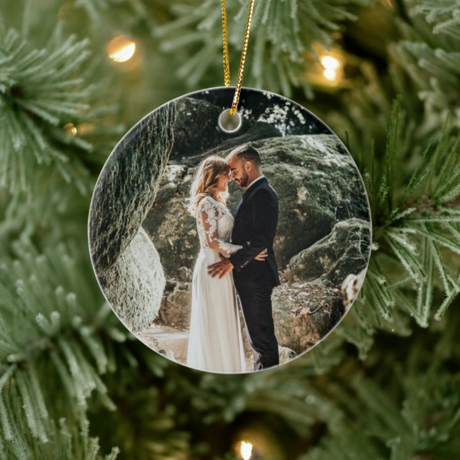 Adorno De Cerámica Foto boda de primer Navidad como esposa de marido (Árbol)