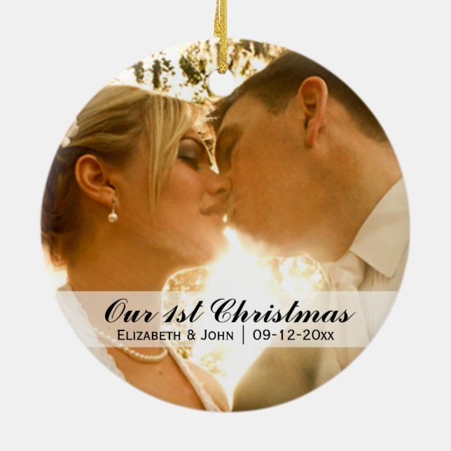 Adorno De Cerámica Foto boda Primera Navidad (Atrás)