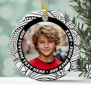 Adorno De Cerámica Foto - Borde abstracto blanco negro - Texto retro