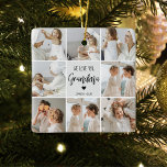 Adorno De Cerámica Foto Collage Gray Te Ama Mejor Regalo<br><div class="desc">"Collage Photo Gray We Love You Grandma Best Gift" es probablemente una descripción de un marco fotográfico o de una pantalla que muestra un collage de fotos en tonos grises con las palabras "We Love You Grandma" (Te queremos, abuela) desplegadas de manera destacada. Esto sería un regalo reflexivo y sentimental...</div>
