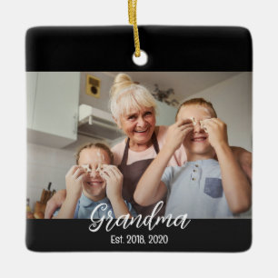 Adorno De Cerámica Foto con letra blanca de Abuela Est.