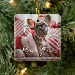 Adorno De Cerámica Foto corta Perro cachorro primera Navidad