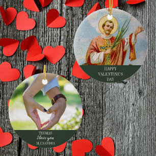 Adorno De Cerámica Foto cristiana feliz Día de San Valentín