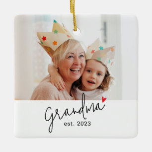 Adorno De Cerámica Foto de Abuela Establecida con Letra