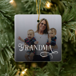 Adorno De Cerámica Foto de Abuela Moderna Personalizada