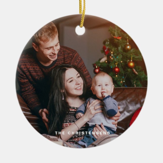 Adorno De Cerámica Foto de árbol de navidad festivo acuarela (Frente)