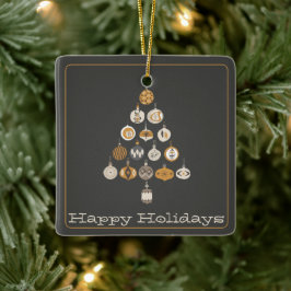 Adorno De Cerámica Foto de árbol de Navidad retro