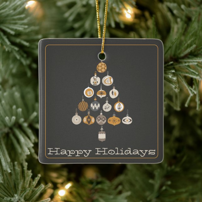 Adorno De Cerámica Foto de árbol de Navidad retro (Árbol)