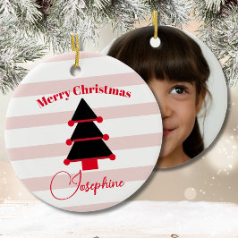 Adorno De Cerámica Foto de árbol de Navidad rosa negro rojo moderno