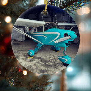Adorno De Cerámica Foto de Avión de Aviación Navidad Personalizada Ce