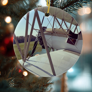 Adorno De Cerámica Foto de Avión de Aviación Navidad Personalizada Ce