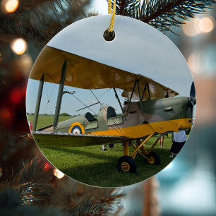 Adorno De Cerámica Foto de Avión de Aviación Navidad Personalizada Ce