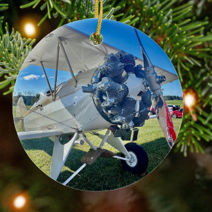Adorno De Cerámica Foto de Avión de Aviación Personalizada de Navidad