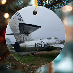 Adorno De Cerámica Foto de Avión de Aviación Personalizada de Navidad
