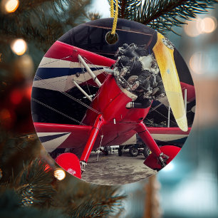 Adorno De Cerámica Foto de Avión de Aviación Personalizada de Navidad