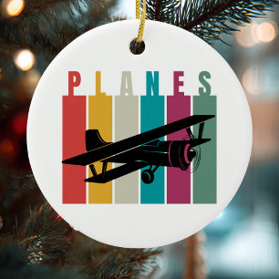 Adorno De Cerámica Foto de avión genial, Feliz Navidad, Personaliza