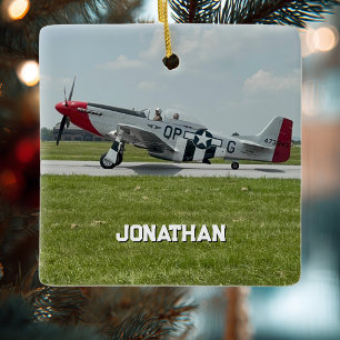 Adorno De Cerámica Foto de avión P-51 Mustang Personalizada 
