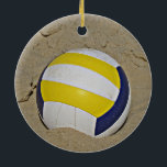 ADORNO DE CERÁMICA FOTO DE BEACH VOLLEYBALL<br><div class="desc">FOTO DE VOLEYBALL EN LA PLAYA EN LA ARENA</div>