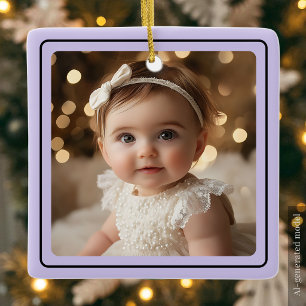 Adorno De Cerámica Foto de bebé moderna Navidad Nombre en letra scrip