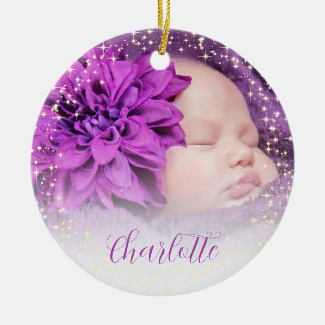 Adorno De Cerámica Foto de bebé recién nacido (Frente)