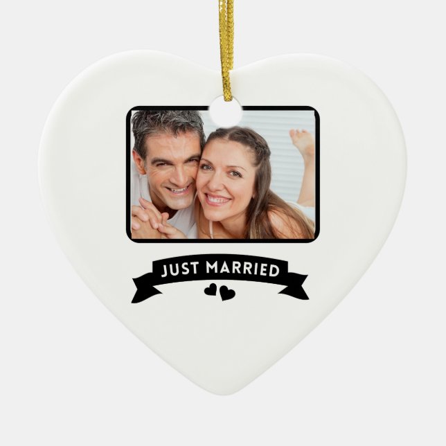 Adorno De Cerámica Foto de boda personalizada casada (Frente)