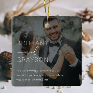 Adorno De Cerámica Foto de boda personalizada de Navidad