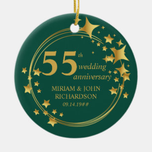 Adorno De Cerámica Foto de Bodas de Esmeralda 55 Aniversario con Estr