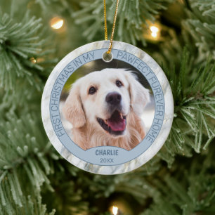 Adorno De Cerámica Foto de cachorro lindo personalizada en mármol gri